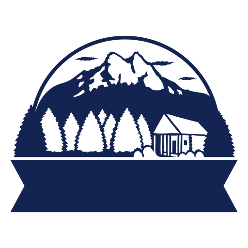 Cabin in the mountains cut out label