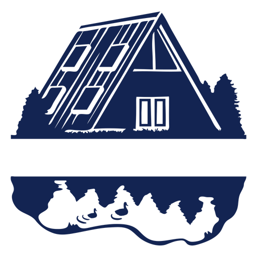Cabin and trees label cut out PNG Design