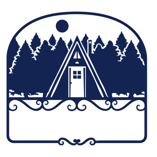 Frontal cabin in forest cut out label PNG Design