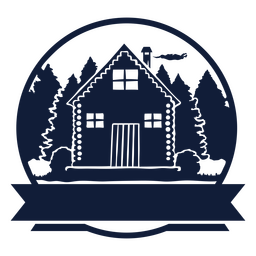 Frontal cabin in forest round label cut out PNG Design