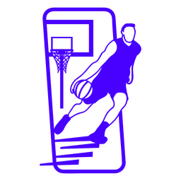 Basketball player in rectangle fillled stroke