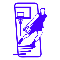 Basketballspieler im rechteckigen Schlaganfall PNG-Design