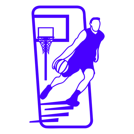 Jogador de basquete em traçado preenchido de retângulo