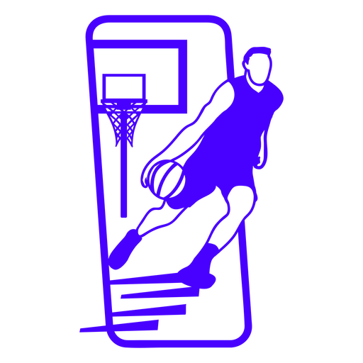 Jogador de basquete em traçado preenchido de retângulo Desenho PNG