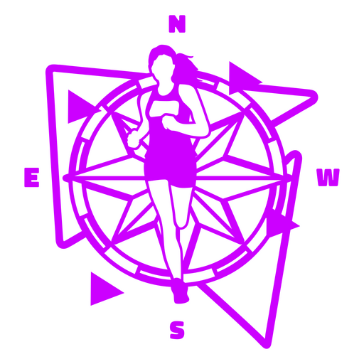 Läuferfrau im Kompass füllte Schlaganfall PNG-Design