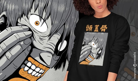 Diseño de camiseta psd de criatura monstruo de anime japonés
