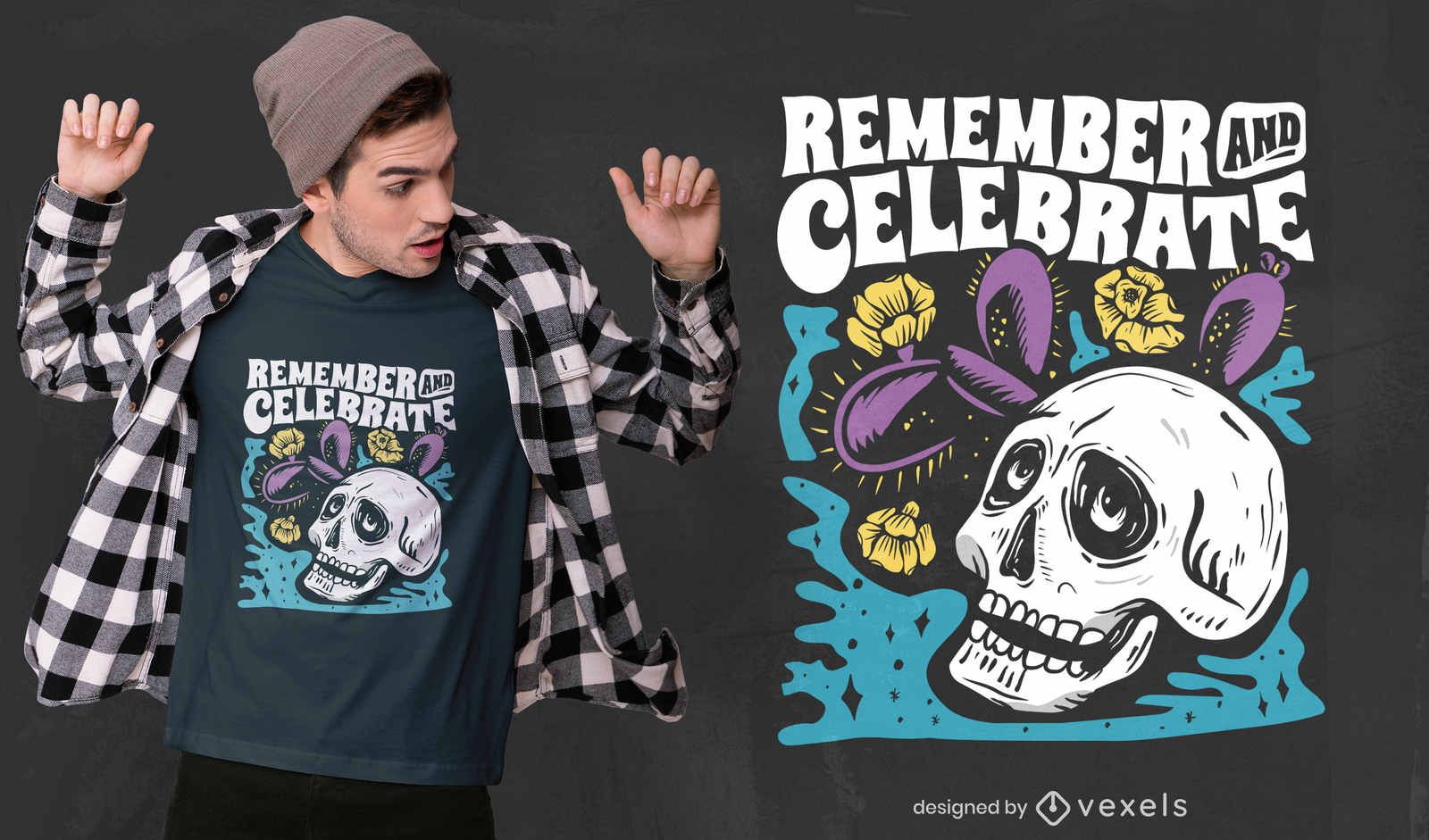 Recuerda el diseño de la camiseta del día de los muertos.