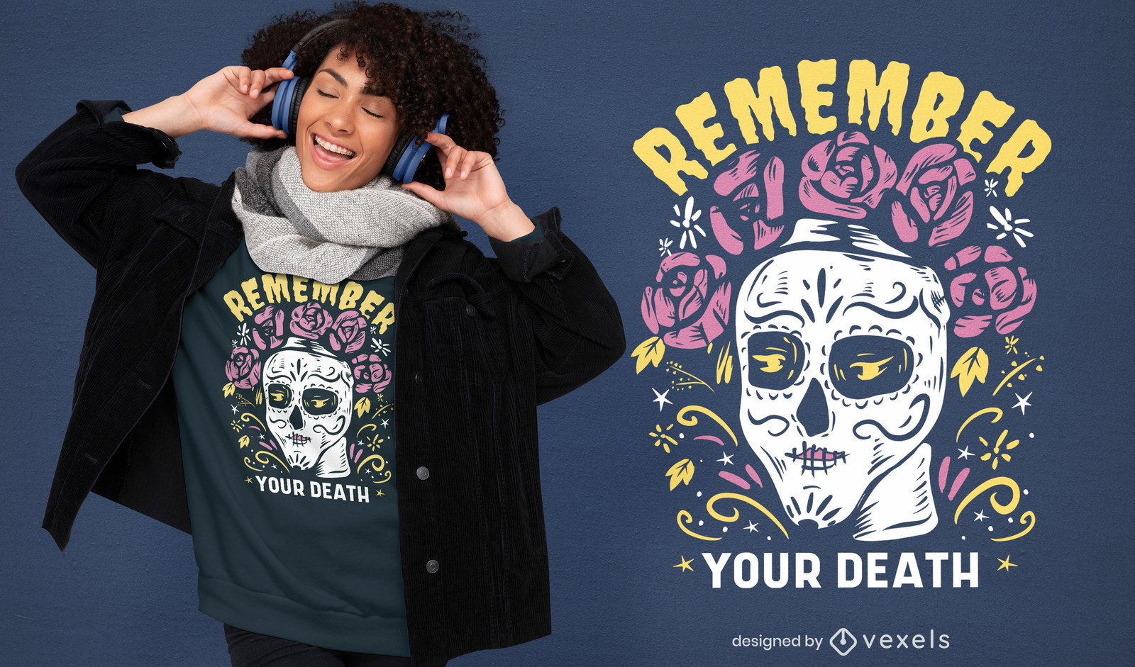 Recuerde el día del cráneo del diseño de la camiseta muerta