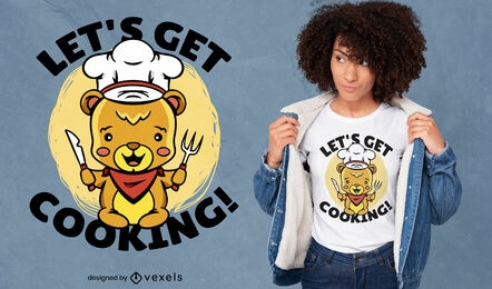 Diseño de camiseta de cocina de oso de peluche.