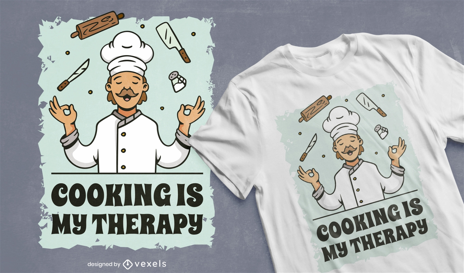 Design de camisetas para terapia culinária