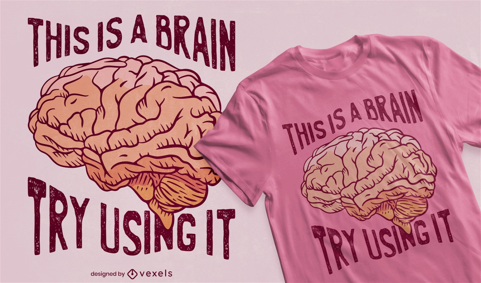 Design engraçado de t-shirt com citação de cérebro