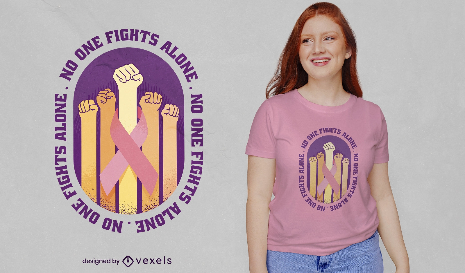Diseño de camiseta de lucha contra el cáncer de mama.