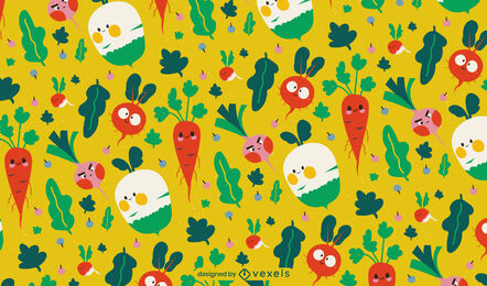 Vegetable food cartoon pattern design