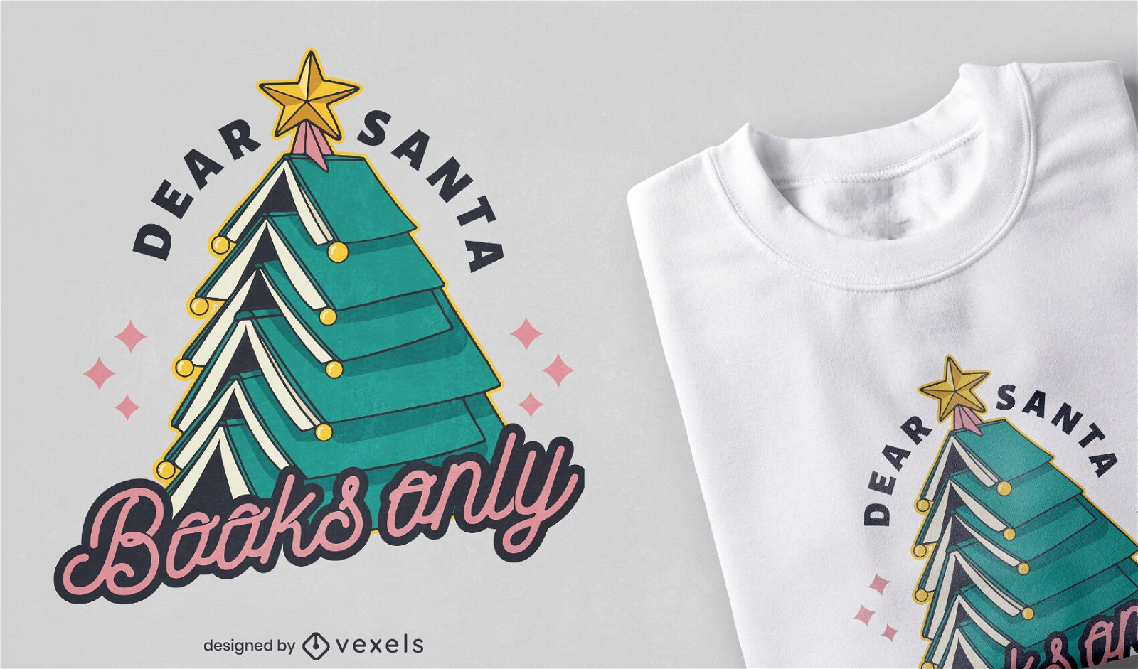 Funny Christmas books t-shirt design