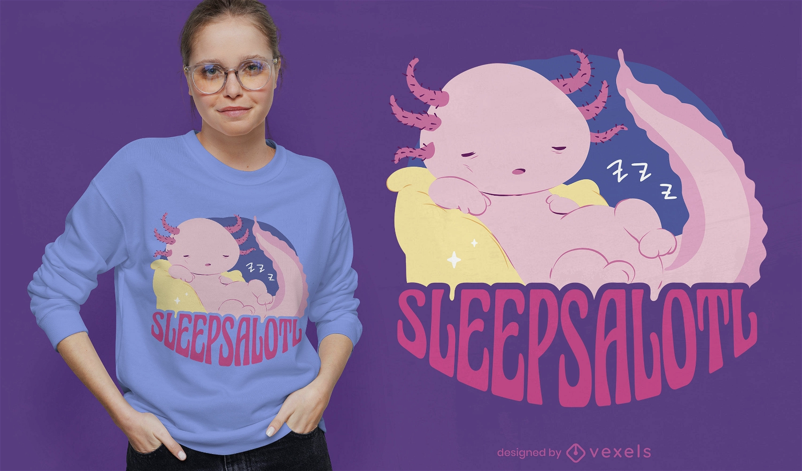 Design engra?ado de t-shirt axolotl sonolento