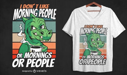 Diseño de camiseta de dinosaurio de dibujos animados introvertido
