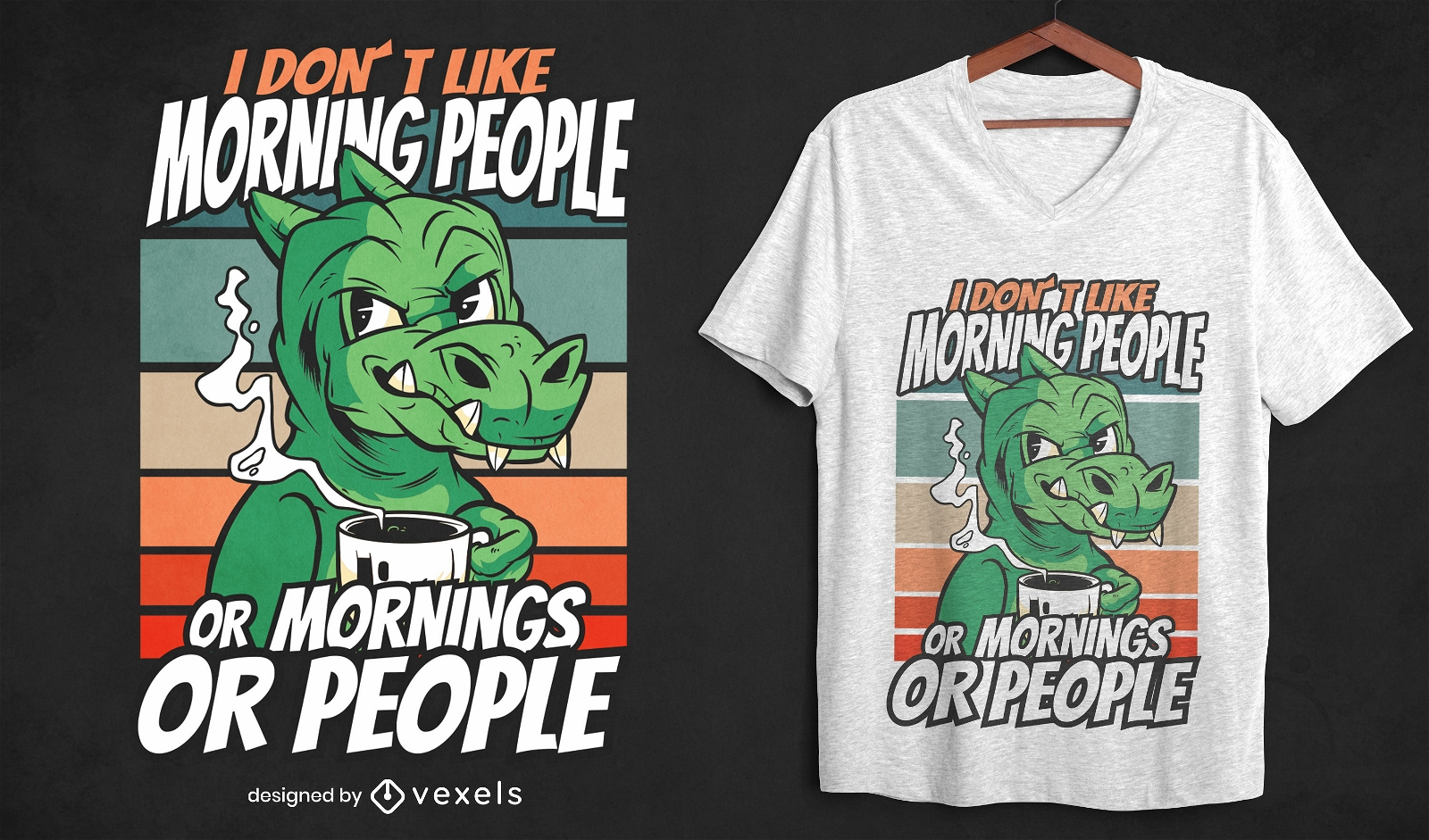 Desenho de camiseta de dinossauro introvertido
