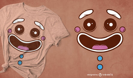 Design de camiseta com cara de biscoito de gengibre