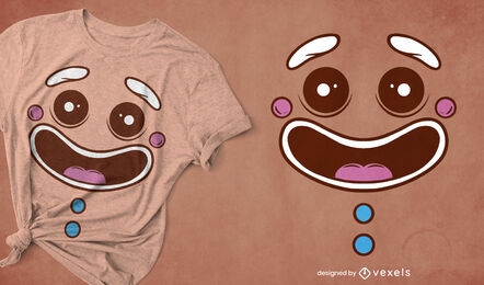 Diseño de camiseta con cara de galleta de jengibre