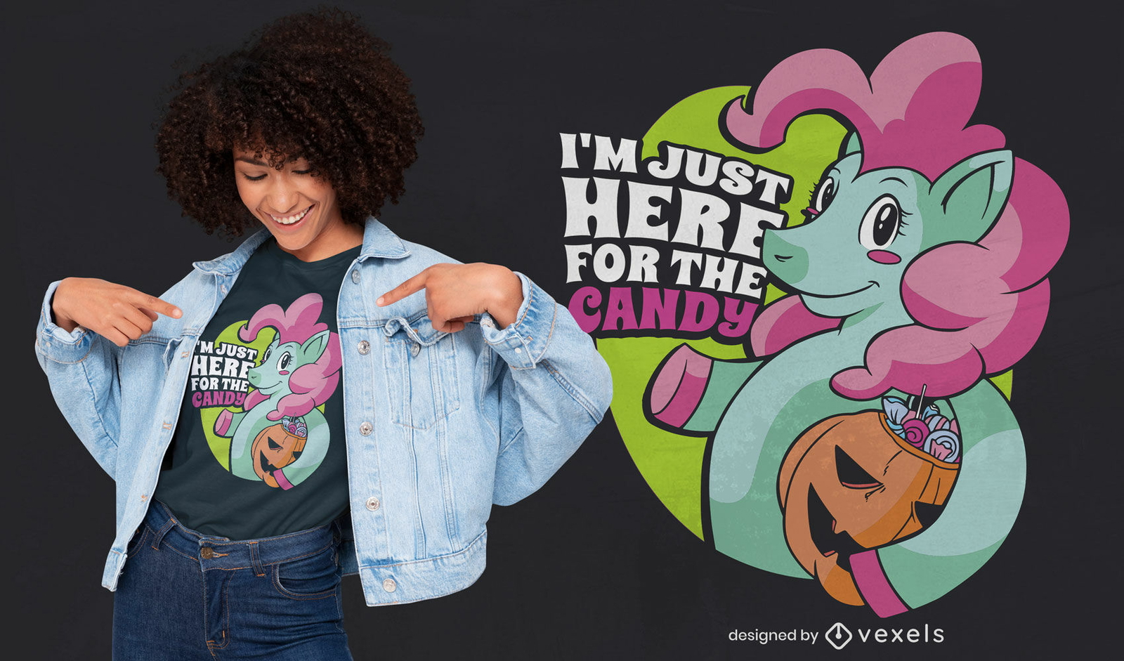 Unicornio feliz con diseño de camiseta de caramelos