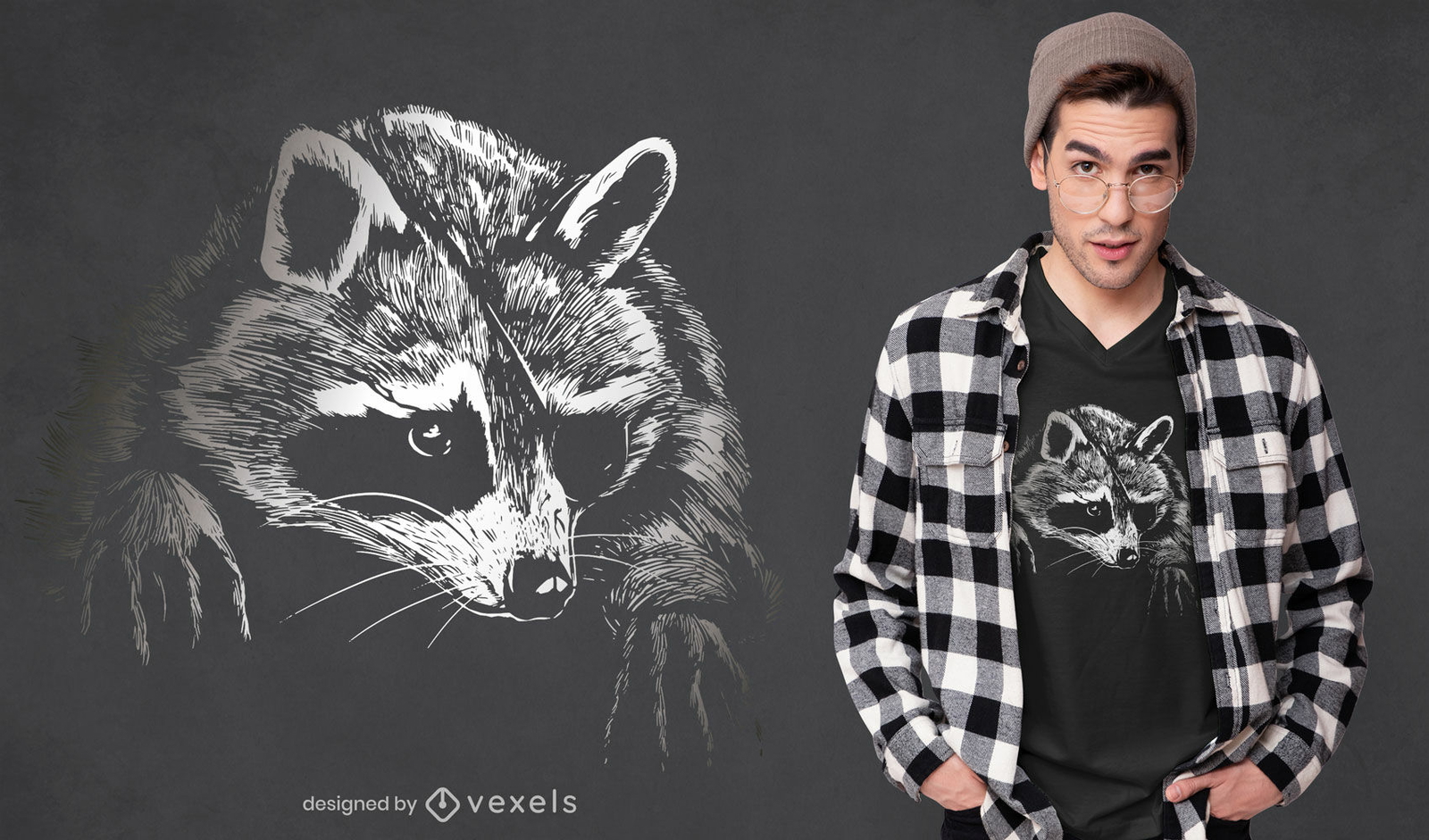 Realistischer Waschbär mit Augenklappen-T-Shirt-Design