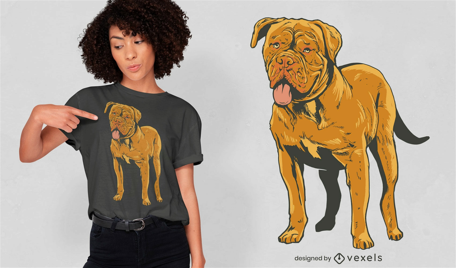 Design realista de camiseta para cachorro Bulldog