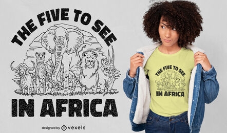 Diseño de camiseta de animales de safari de África.