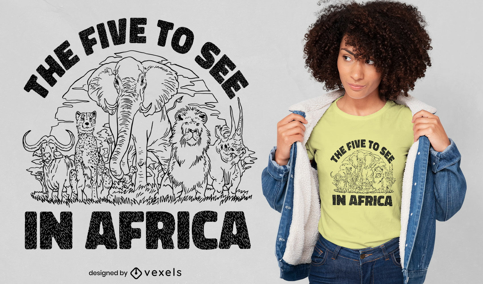 Design de camisetas com animais do safári na África