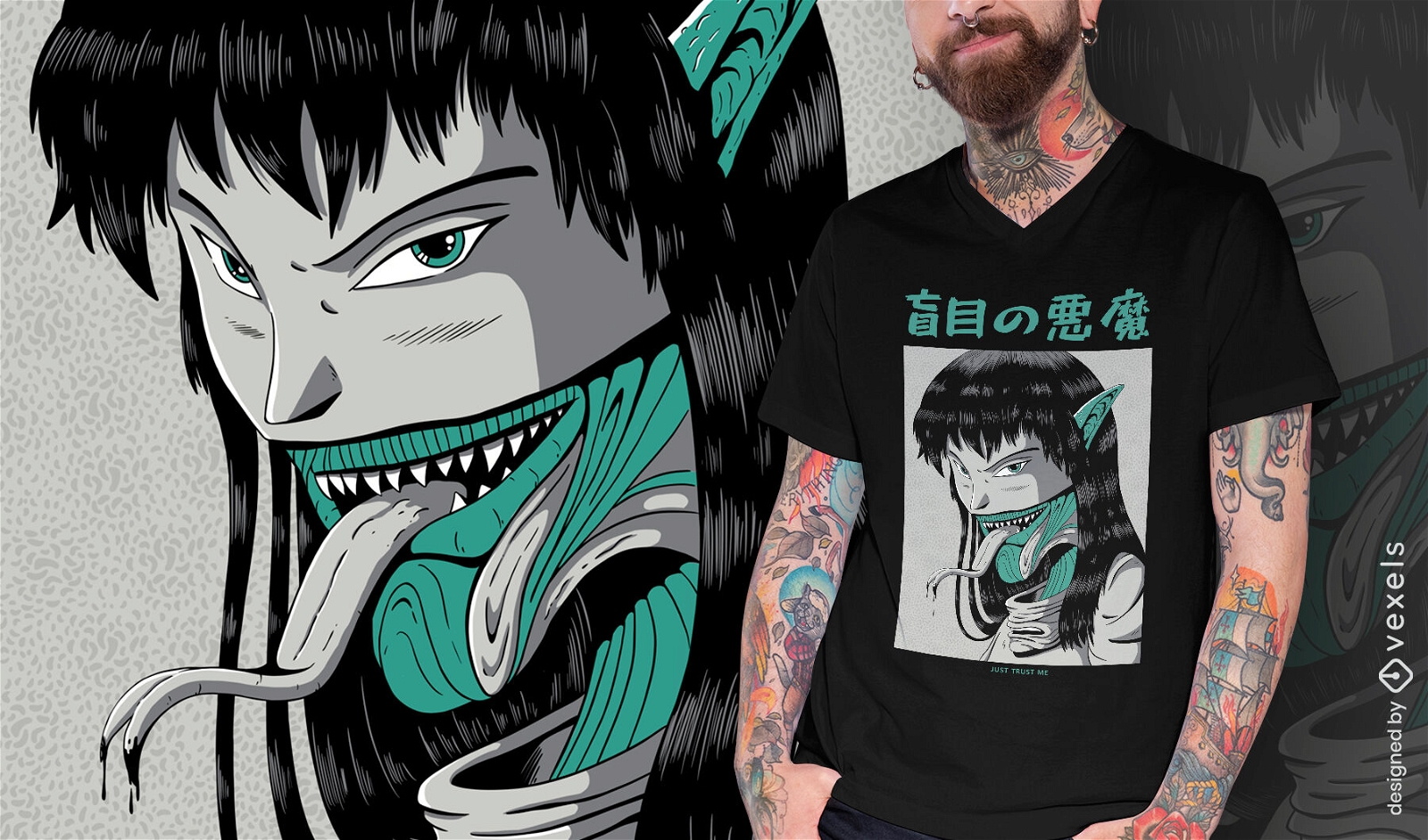 Japanisches Monster Spirit PSD T-Shirt Design