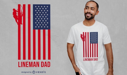 Lineman dad american flag t-shirt design
