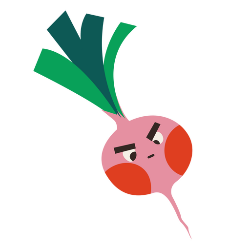 Personagem de comida de nabo rosa plana