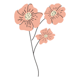 Flores cor de rosa semi planas Desenho PNG