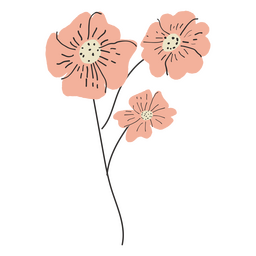 Pink Flowers Semi Flat PNG & SVG Design For T-Shirts