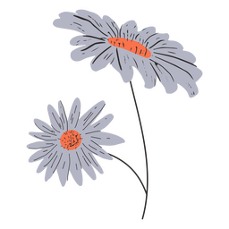 Gray daisies semi flat PNG Design Transparent PNG