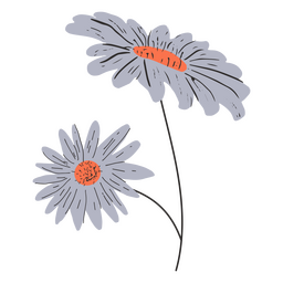 Margaritas grises semi planas Diseño PNG