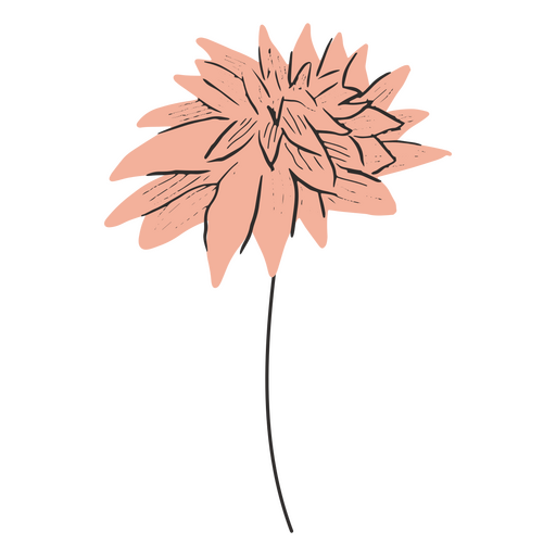 Design de flor rosa semi plano Desenho PNG