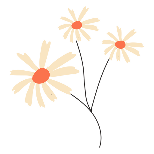 White flowers flat PNG Design