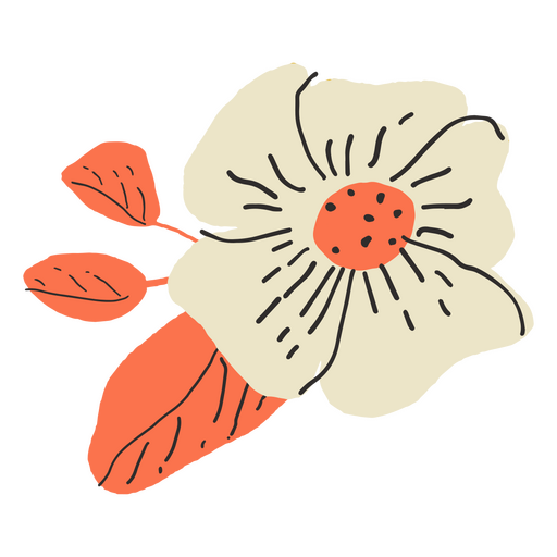 Flor branca e rosa semi plana Desenho PNG