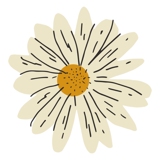 Single white flower semi flat PNG Design