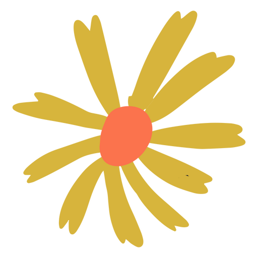 Single yellow flower flat PNG Design