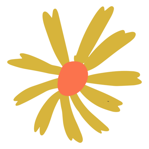 Única flor amarela plana Desenho PNG