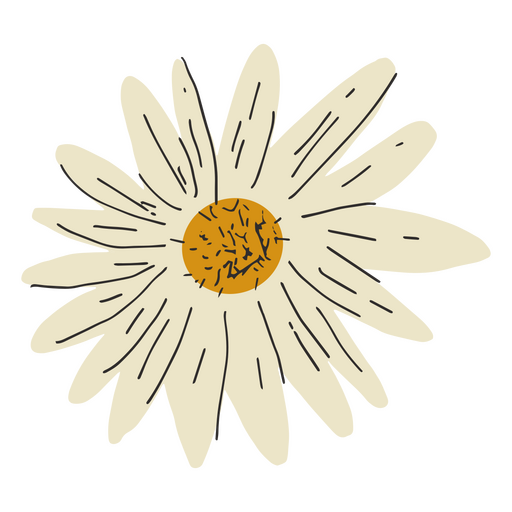 Design de flor branca semi plano Desenho PNG