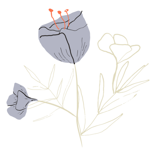 Lila Tulpe und Blume halbflach PNG-Design