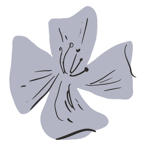 Flor lila semi plana Diseño PNG
