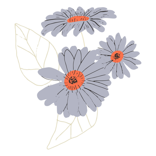 Lilac daisies semi flat PNG Design