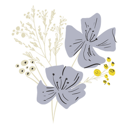 Flores silvestres lilas y amarillas semi planas Diseño PNG