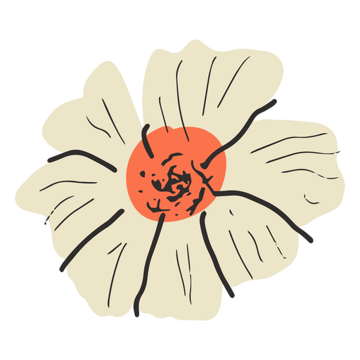 Design de flor branca e rosa semi plano Desenho PNG