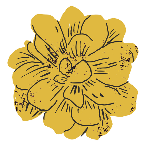 ?nica flor amarela semi plana Desenho PNG