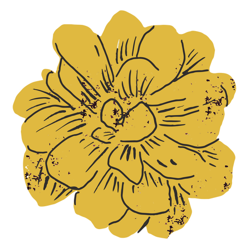 Única flor amarela semi plana Desenho PNG