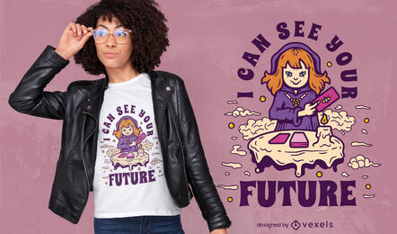 Design assustador de t-shirt de cartomante